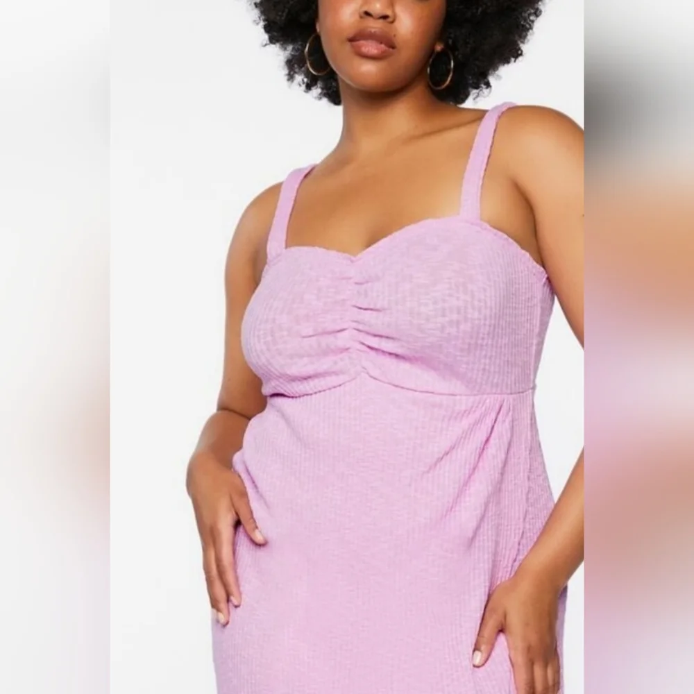 FOREVER 21 3X Plus Knee Length Dress Wisteria Lavender/Pink NWT Sweetheart Neck - Picture 9 of 14